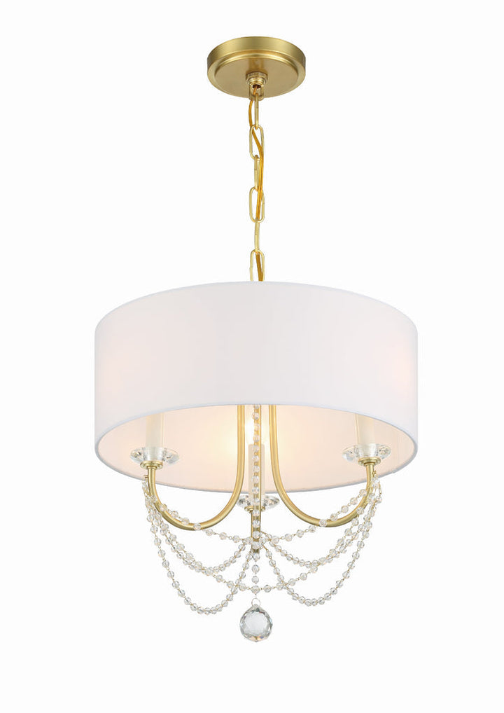 Delilah 3 Light Aged Brass Mini Chandelier Crystorama