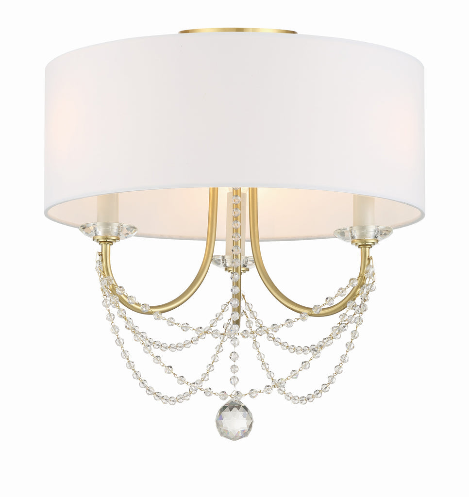 Crystorama Crystorama Delilah 3 Light Aged Brass Semi Flush Mount