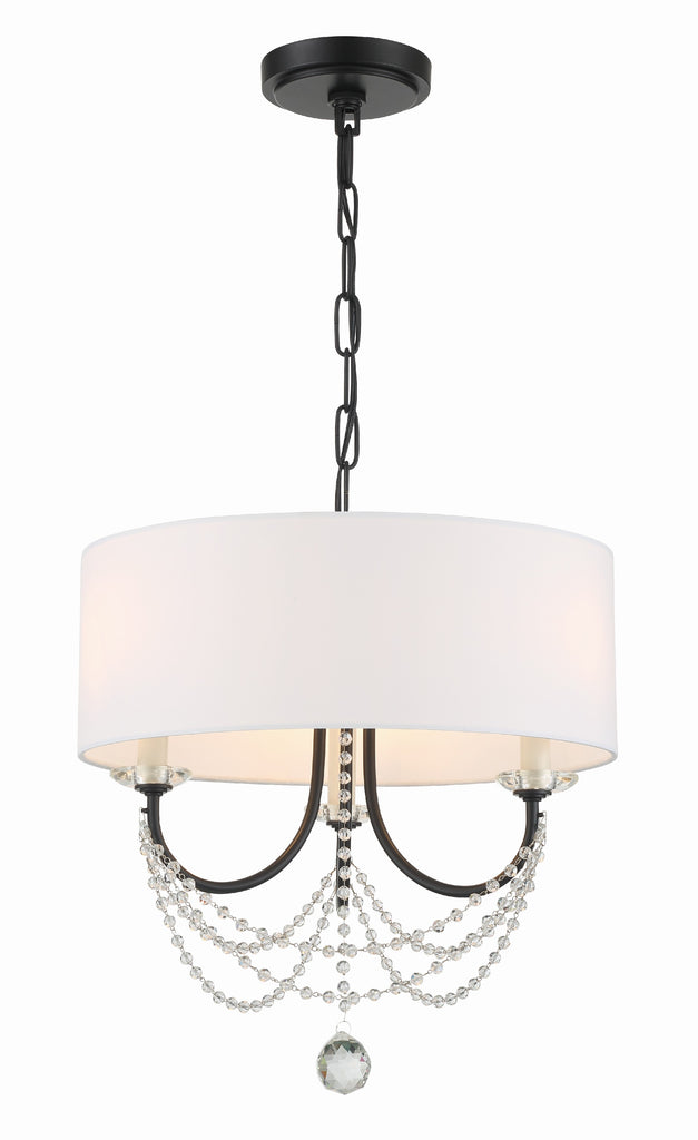 Delilah 3 Light Matte Black Mini Chandelier Crystorama