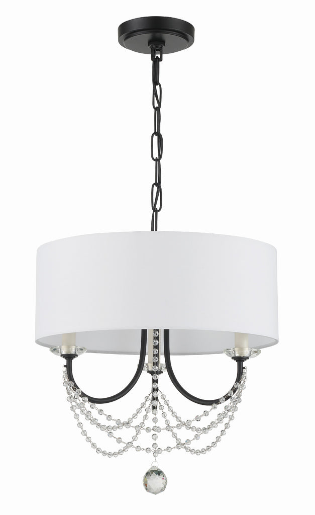 Delilah 3 Light Matte Black Mini Chandelier Crystorama