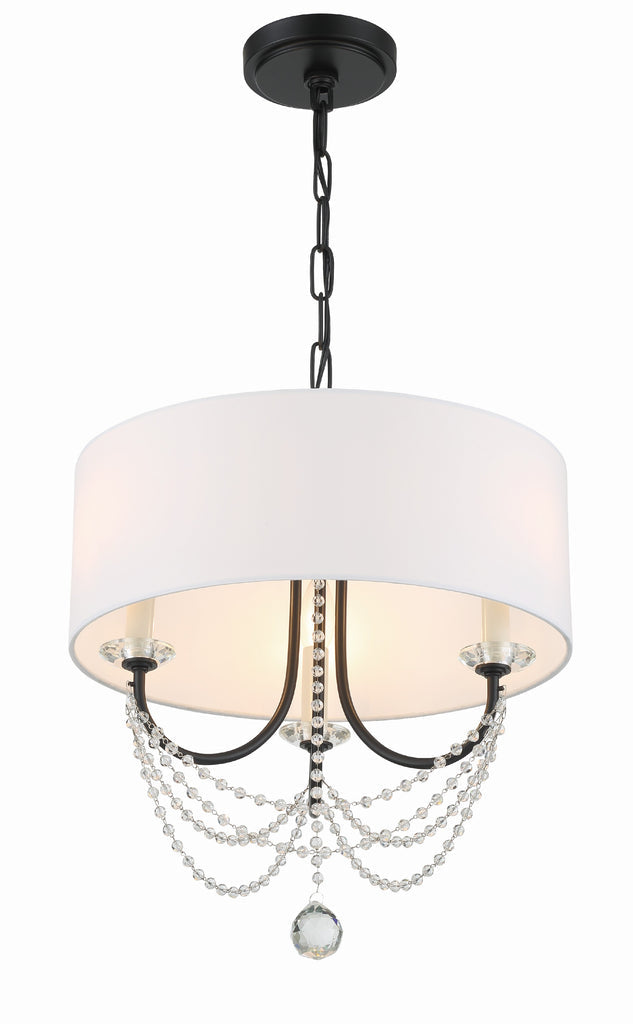 Delilah 3 Light Matte Black Mini Chandelier Crystorama