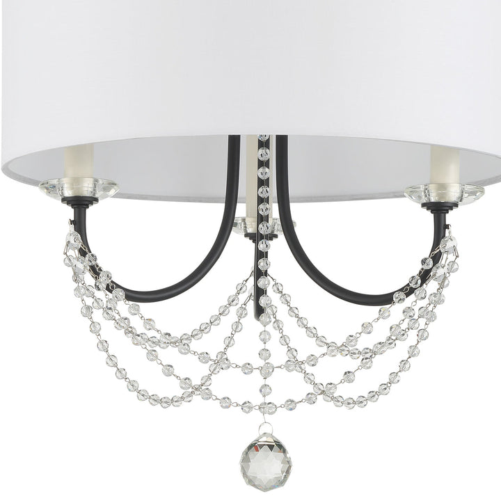 Delilah 3 Light Matte Black Mini Chandelier Crystorama