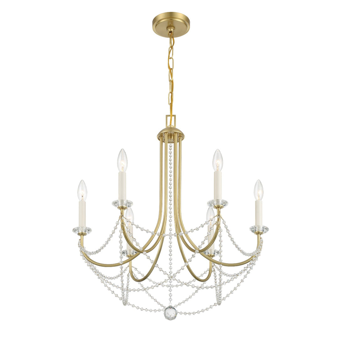 Delilah 6 Light Aged Brass Chandelier Crystorama