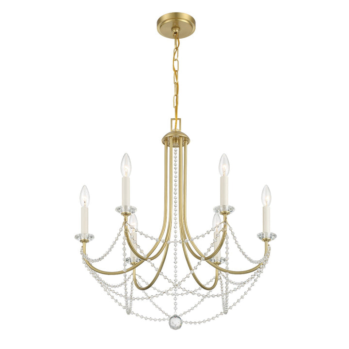 Delilah 6 Light Aged Brass Chandelier Crystorama