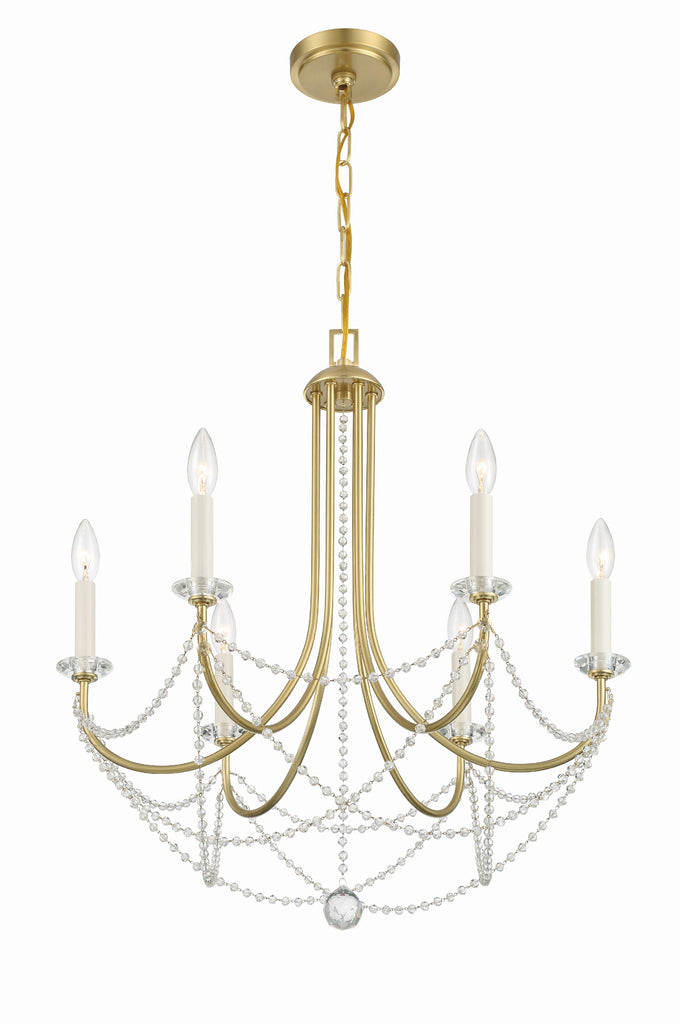 Delilah 6 Light Aged Brass Chandelier Crystorama