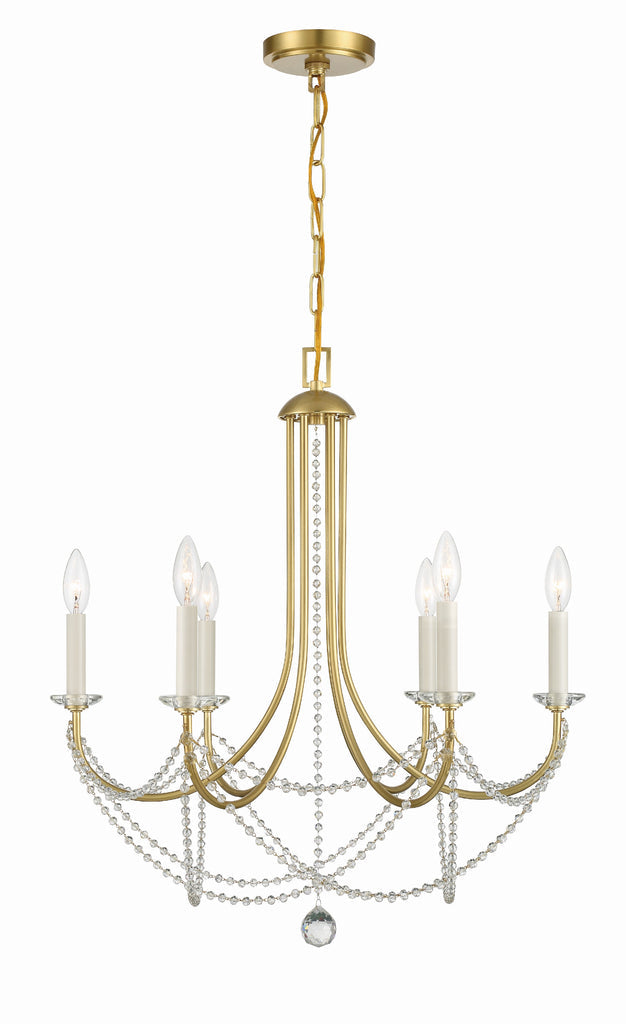 Delilah 6 Light Aged Brass Chandelier Crystorama