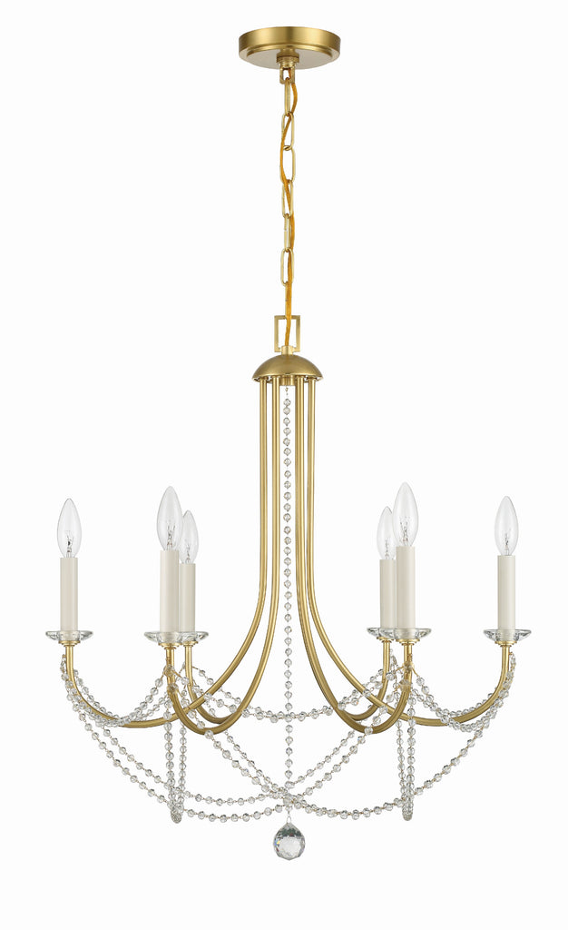 Delilah 6 Light Aged Brass Chandelier Crystorama