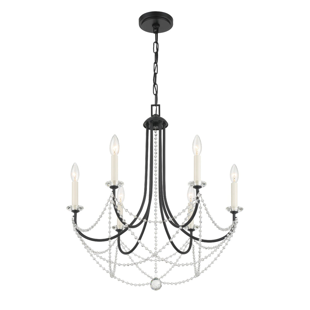 Delilah 6 Light Matte Black Chandelier Crystorama