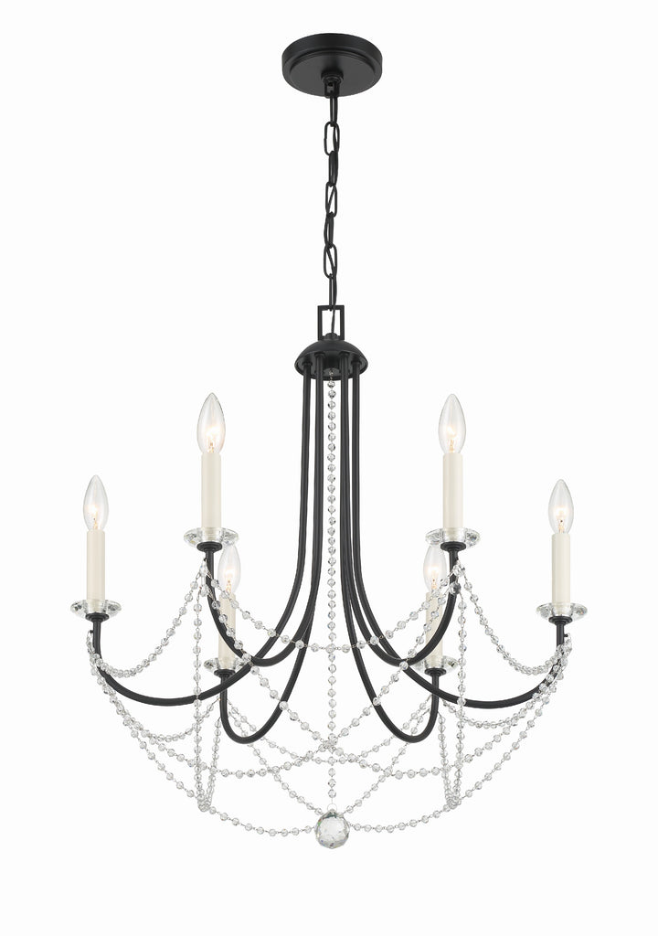 Delilah 6 Light Matte Black Chandelier Crystorama