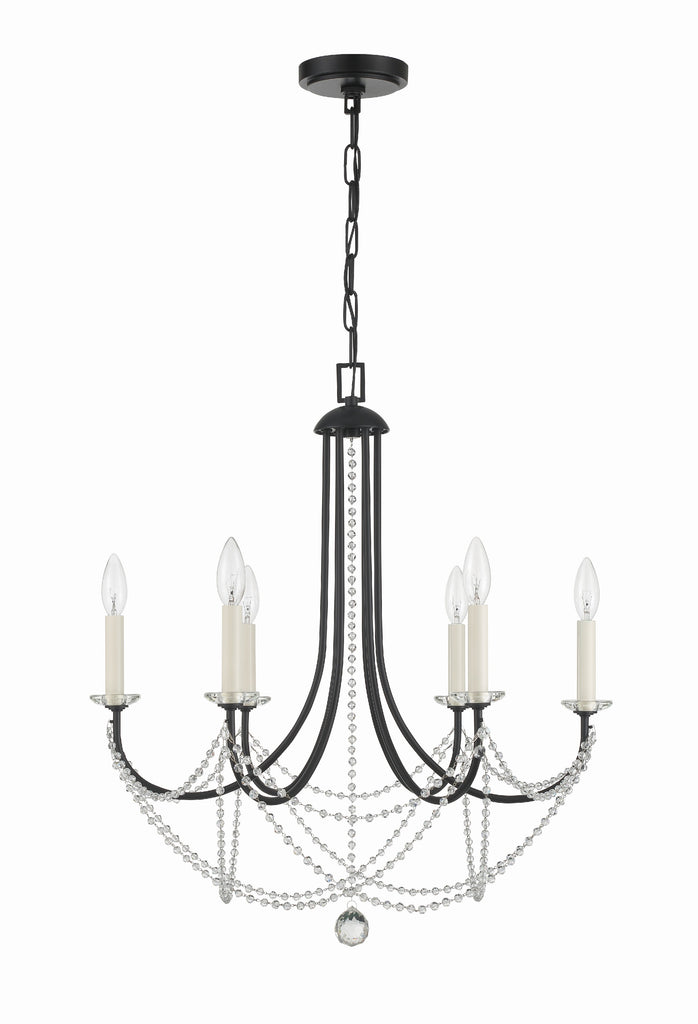 Delilah 6 Light Matte Black Chandelier Crystorama