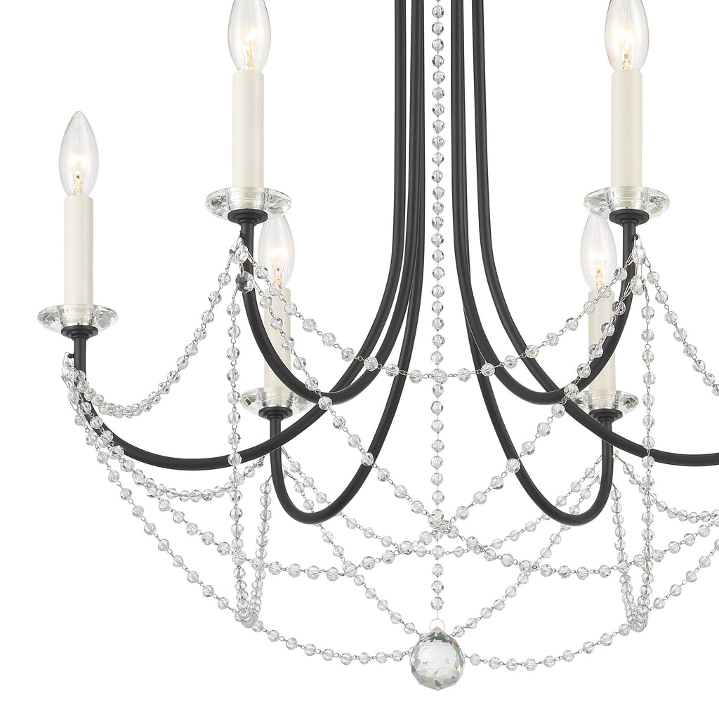 Delilah 6 Light Matte Black Chandelier Crystorama