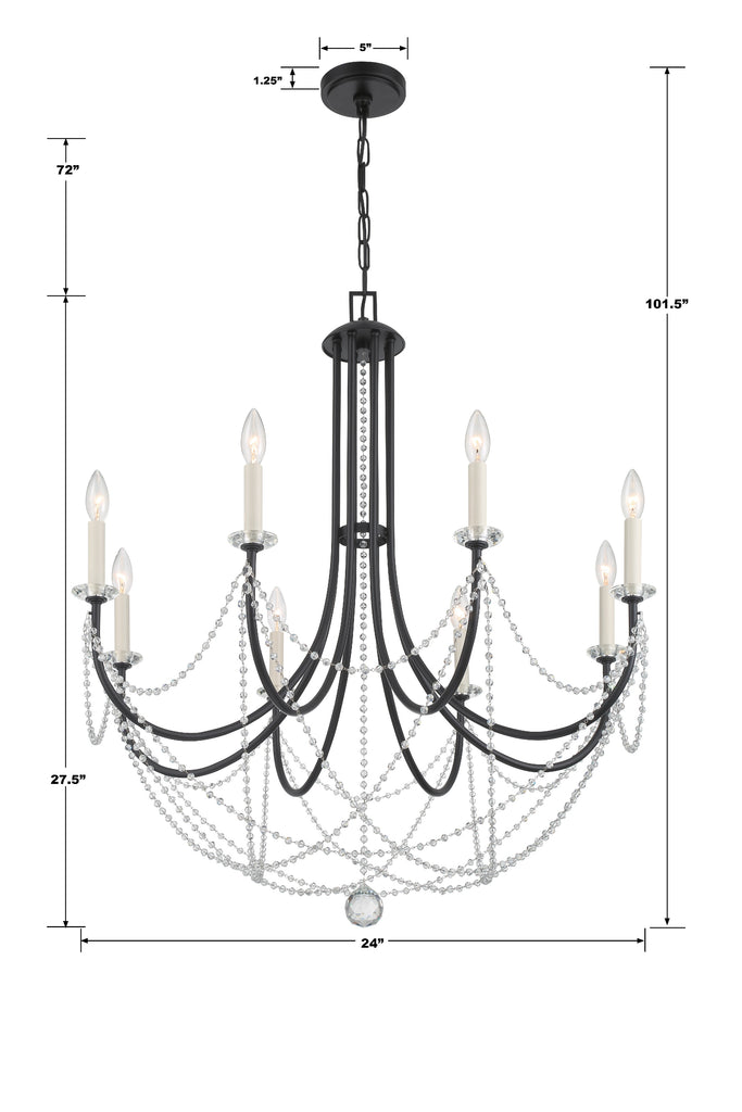 Delilah 6 Light Matte Black Chandelier Crystorama