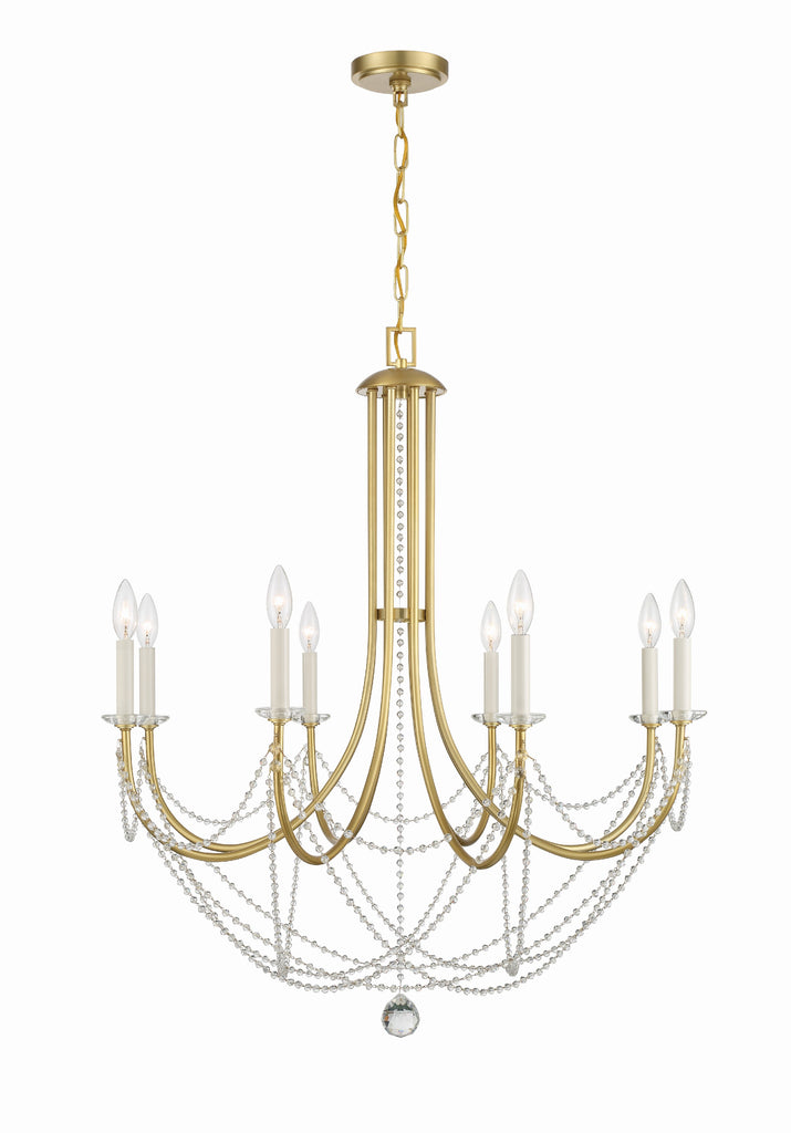 Delilah 8 Light Aged Brass Chandelier Crystorama