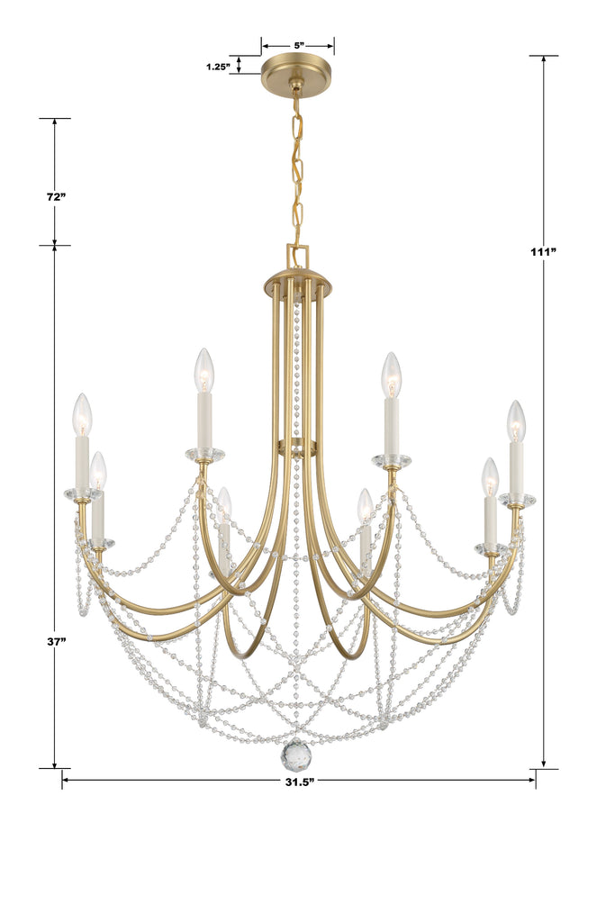 Delilah 8 Light Aged Brass Chandelier Crystorama