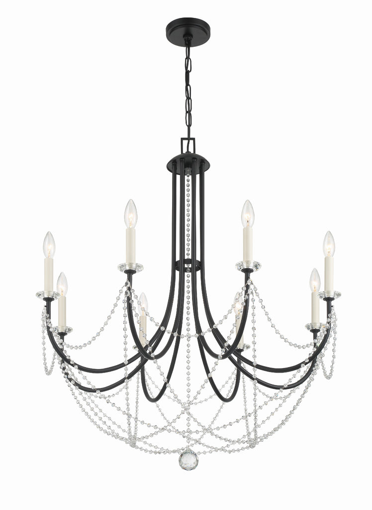 Delilah 8 Light Matte Black Chandelier Crystorama