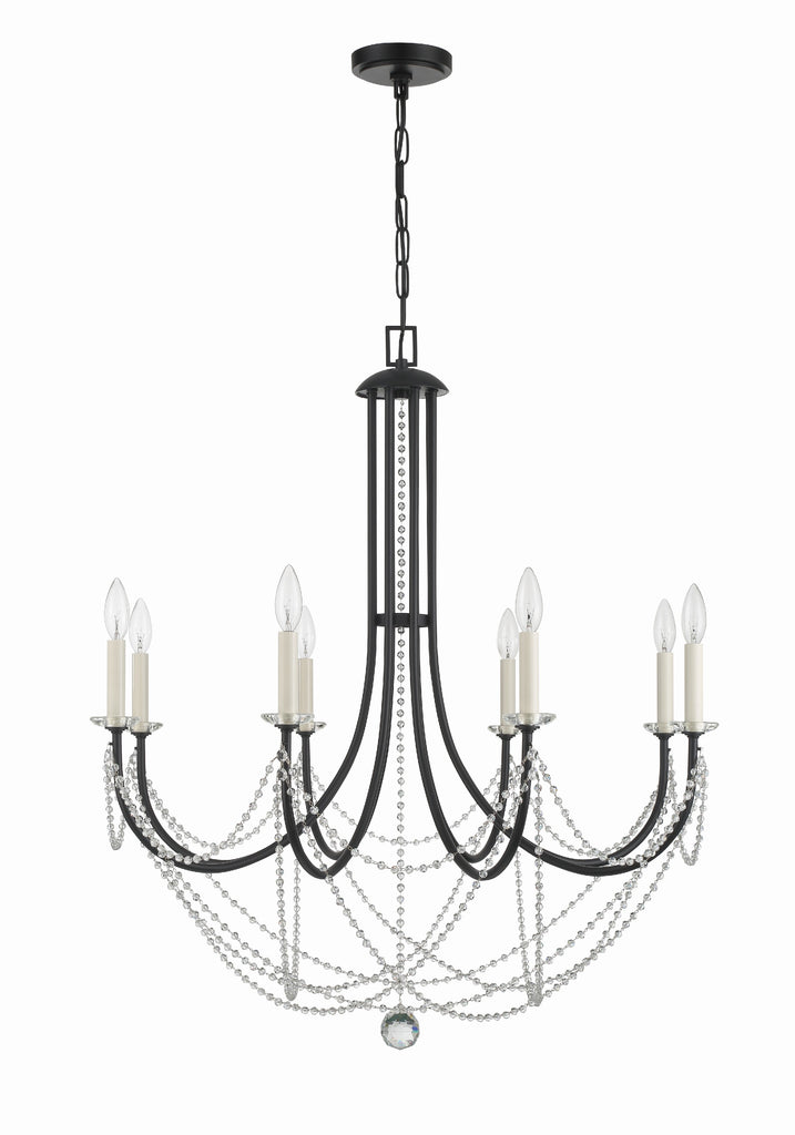 Delilah 8 Light Matte Black Chandelier Crystorama