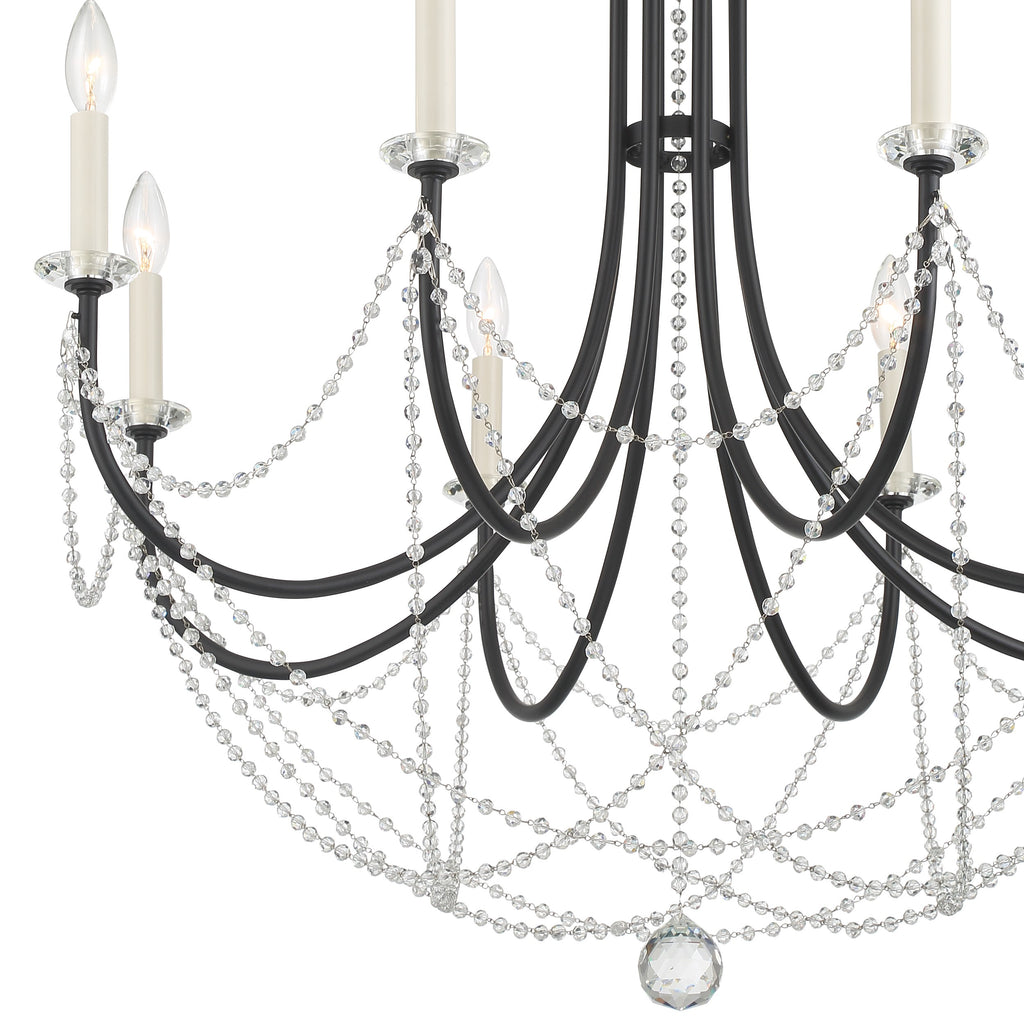 Delilah 8 Light Matte Black Chandelier Crystorama