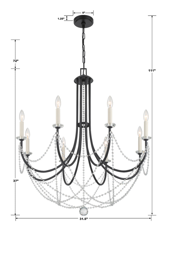 Delilah 8 Light Matte Black Chandelier Crystorama