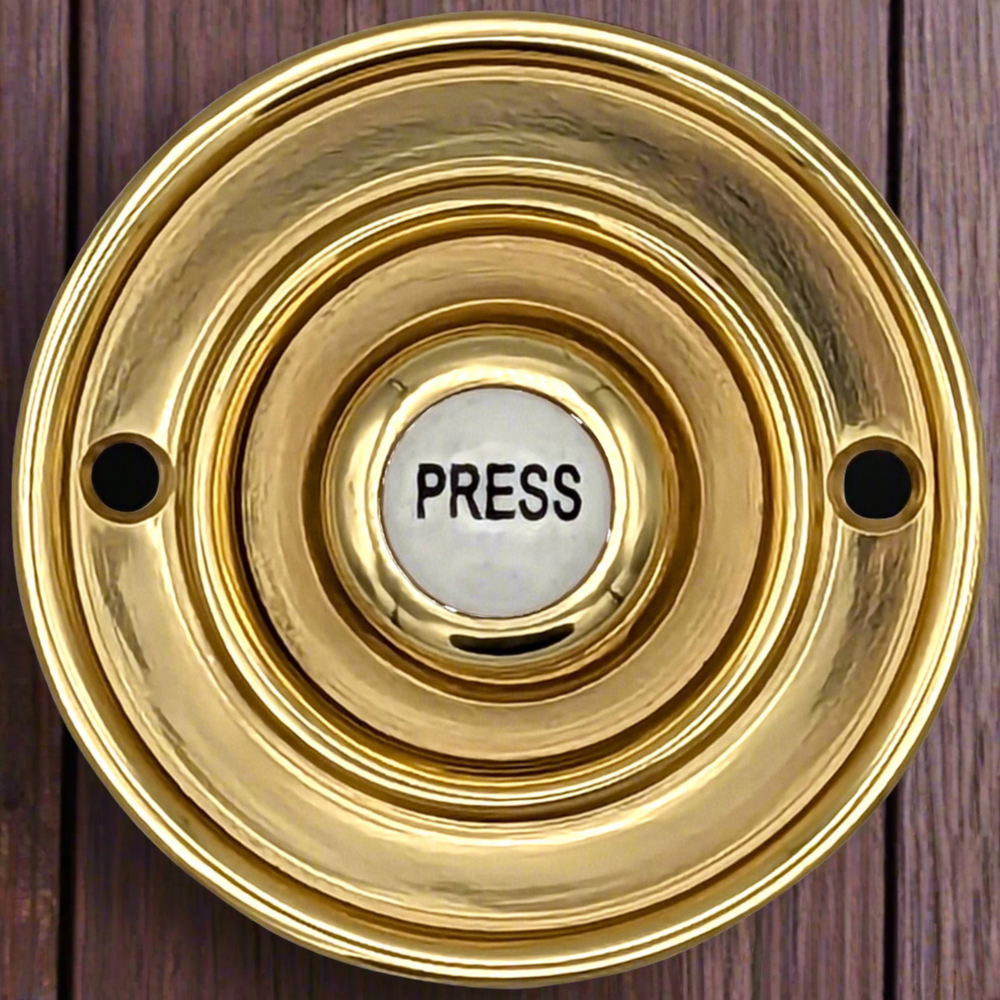 2 1/3 Inch Solid Brass Porcelain "Press" Doorbell Button (Several Finishes Available) COPPER MOUNTAIN HARDWARE