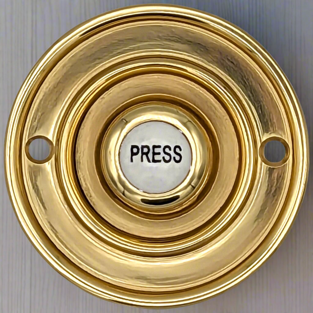 2 1/3 Inch Solid Brass Porcelain "Press" Doorbell Button (Several Finishes Available) COPPER MOUNTAIN HARDWARE