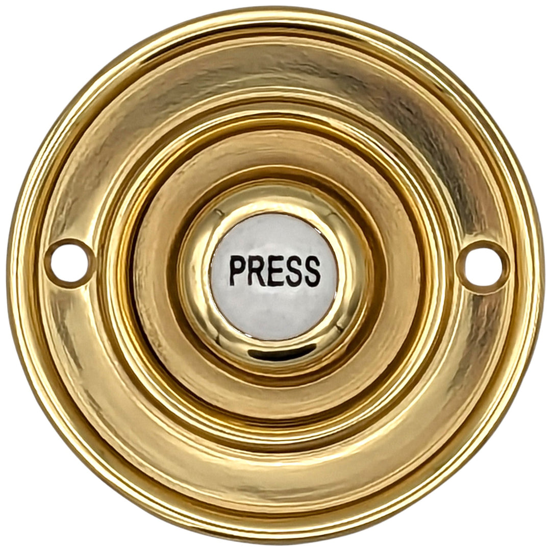 2 1/3 Inch Solid Brass Porcelain "Press" Doorbell Button (Several Finishes Available) COPPER MOUNTAIN HARDWARE