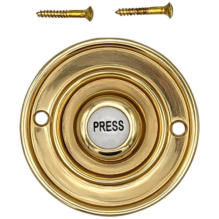 2 1/3 Inch Solid Brass Porcelain "Press" Doorbell Button (Several Finishes Available) COPPER MOUNTAIN HARDWARE