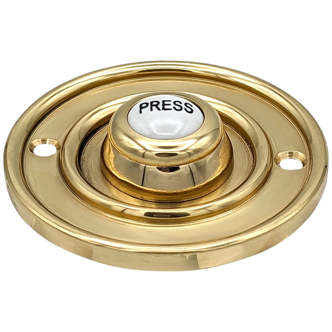 2 1/3 Inch Solid Brass Porcelain "Press" Doorbell Button (Several Finishes Available) COPPER MOUNTAIN HARDWARE