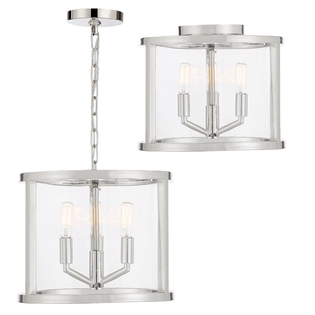 Libby Langdon Devon 3 Light Polished Nickel Mini Chandelier Crystorama