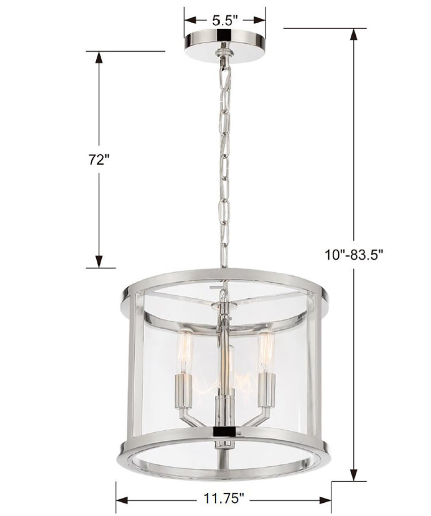 Libby Langdon Devon 3 Light Polished Nickel Mini Chandelier Crystorama