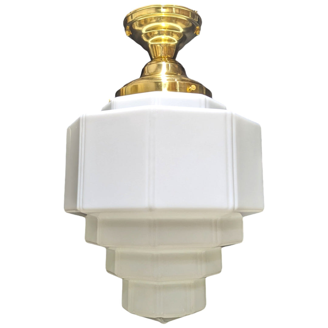 19 1/2 Inch Manhattan Skyscraper Grandeur Style Semi-Flush Mount Light (Polished Brass Finish) COPPER MOUNTAIN HARDWARE