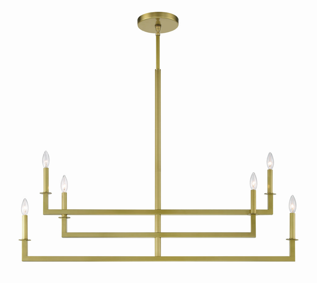 Dante 6 Light Aged Brass Chandelier Crystorama