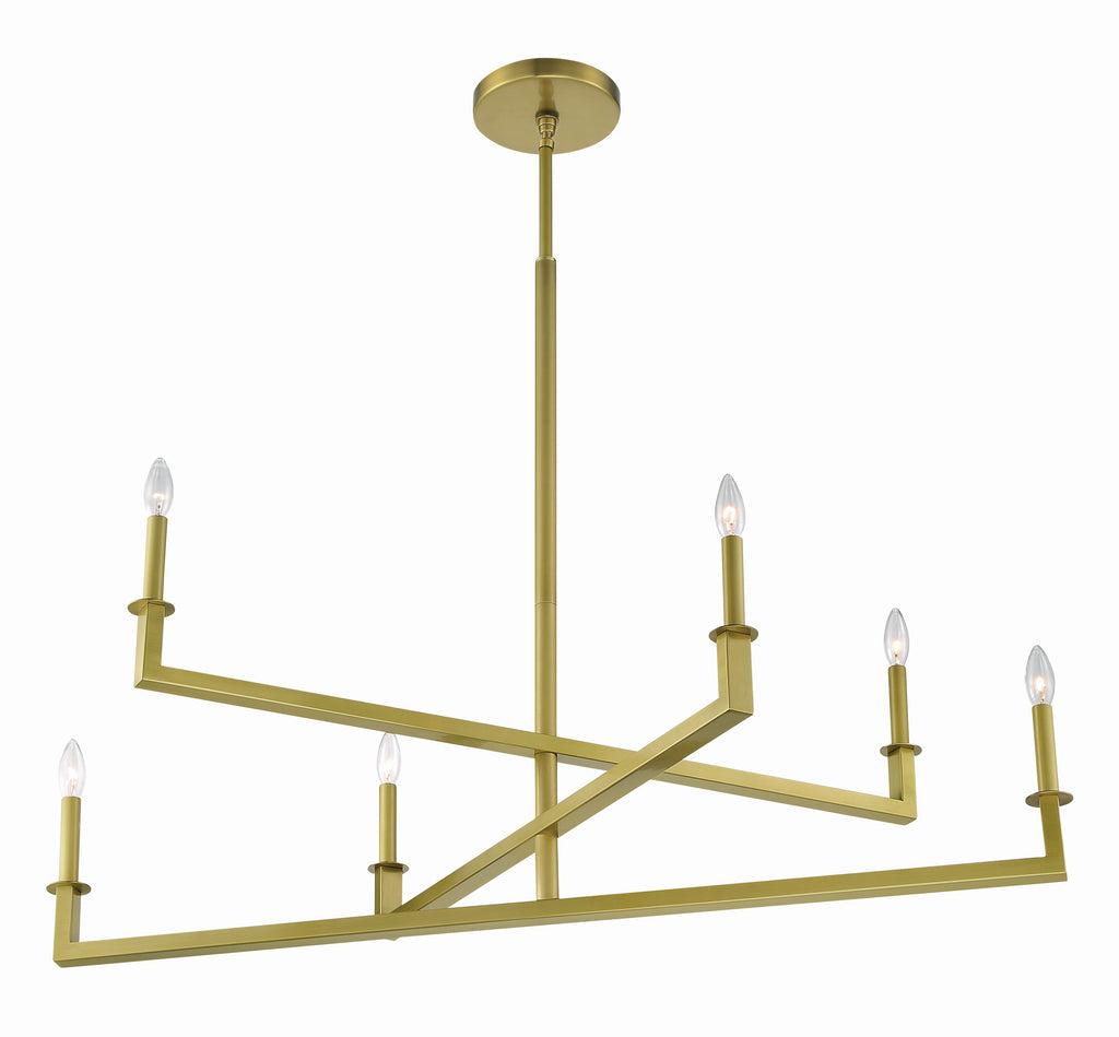 Dante 6 Light Aged Brass Chandelier Crystorama