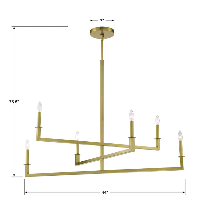 Dante 6 Light Aged Brass Chandelier Crystorama