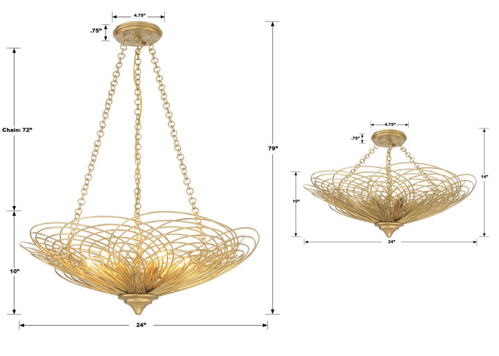 Doral 6 Light Renaissance Gold Chandelier Crystorama