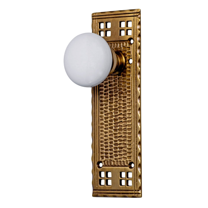 Craftsman Backplate Door Set with White Porcelain Door Knobs (Several Finishes Available) COPPER MOUNTAIN HARDWARE