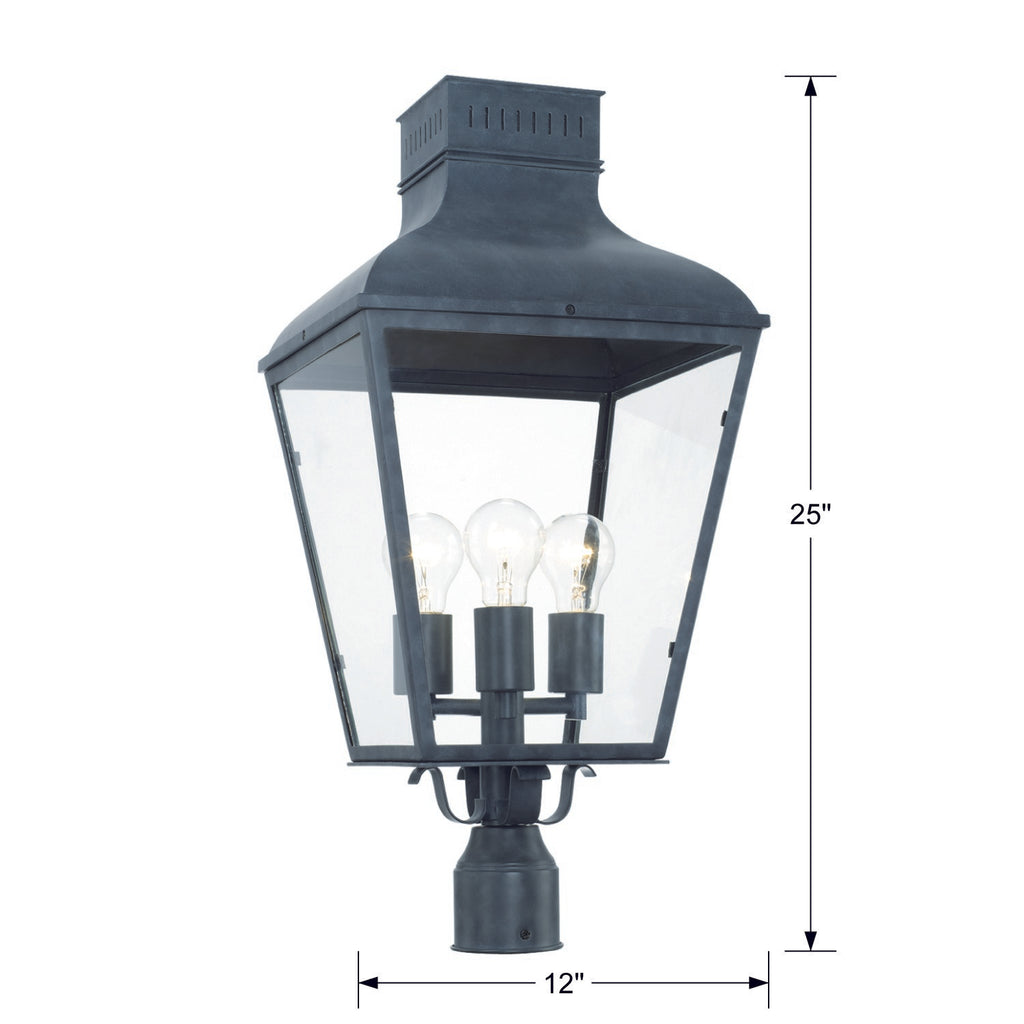 Crystorama Crystorama Dumont 3 Light Graphite Outdoor Post