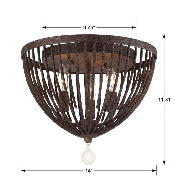 Crystorama Crystorama Duval 3 Light Forged Bronze Flush Mount