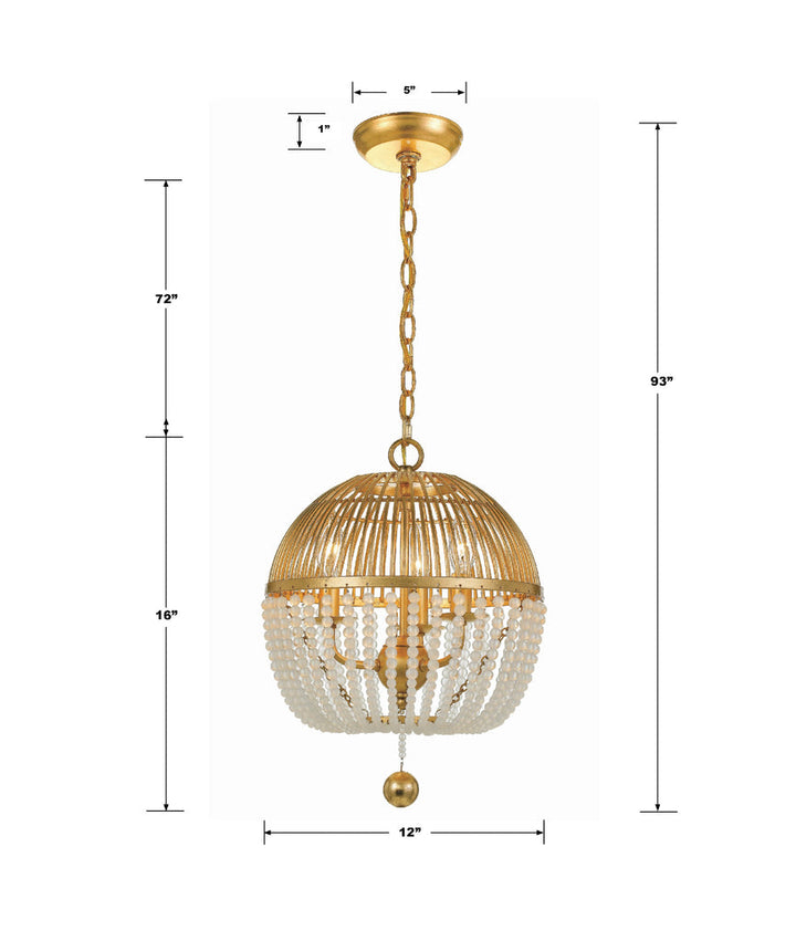 Duval 3 Light Antique Gold Mini Chandelier Crystorama