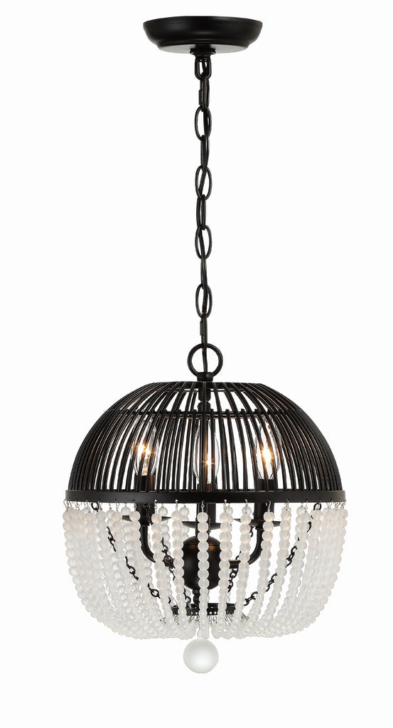 Duval 3 Light Matte Black Mini Chandelier Crystorama