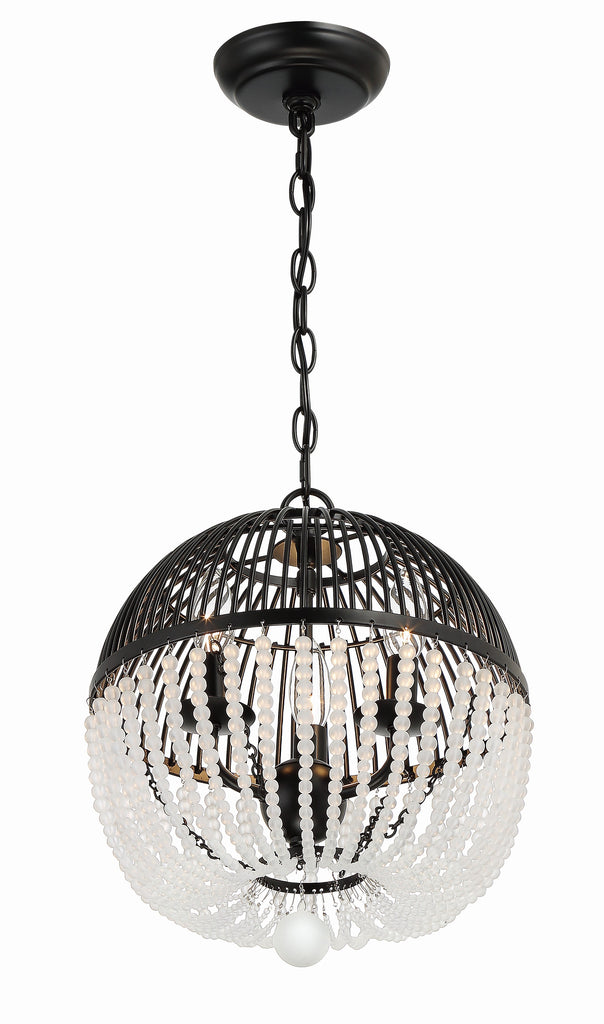 Duval 3 Light Matte Black Mini Chandelier Crystorama