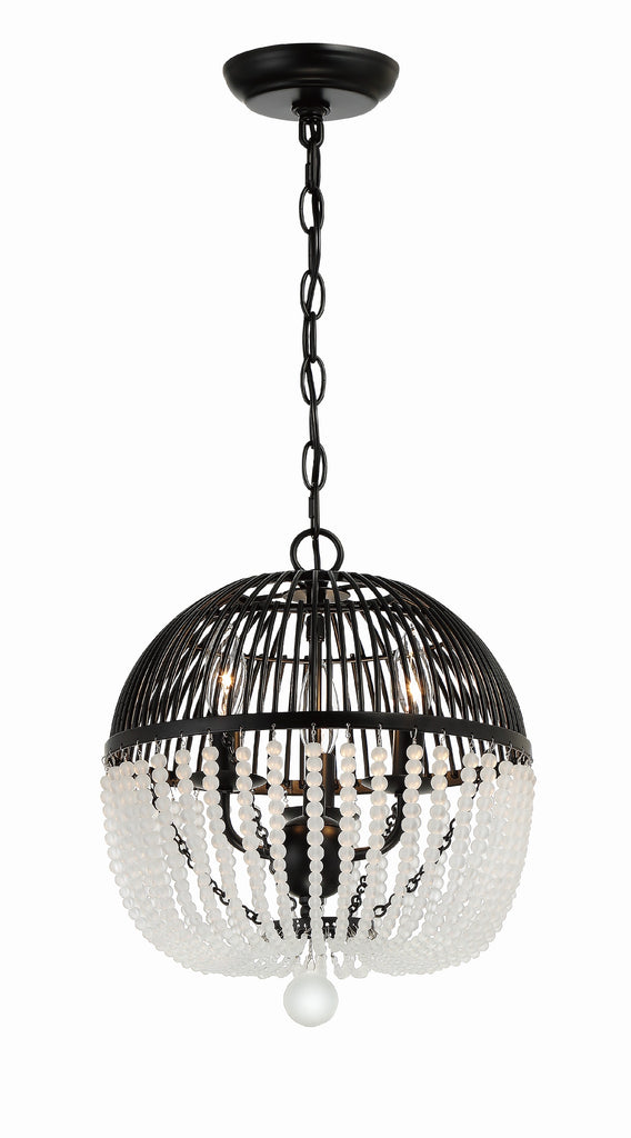 Duval 3 Light Matte Black Mini Chandelier Crystorama