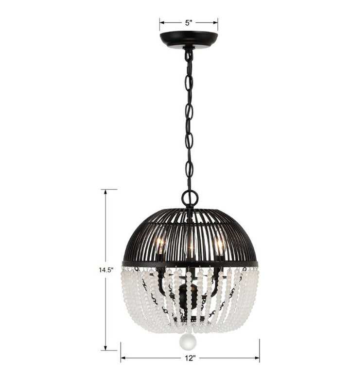 Duval 3 Light Matte Black Mini Chandelier Crystorama