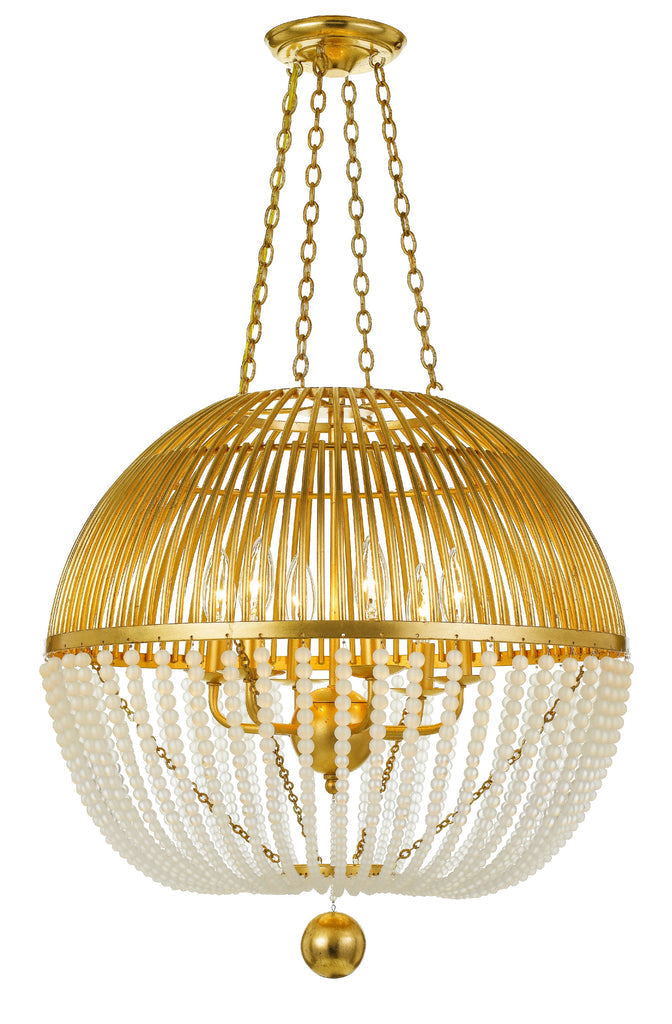 Duval 6 Light Antique Gold Chandelier Crystorama