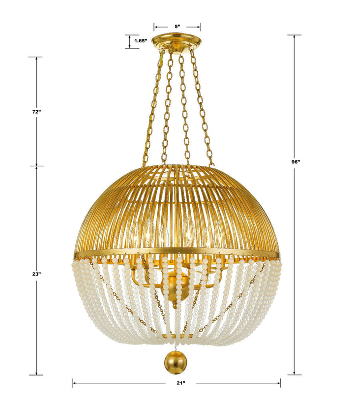 Duval 6 Light Antique Gold Chandelier Crystorama