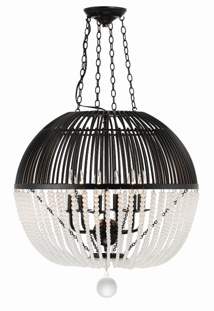 Duval 6 Light Matte Black Chandelier Crystorama