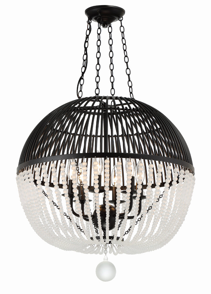 Duval 6 Light Matte Black Chandelier Crystorama