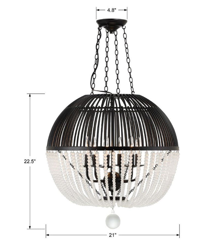 Duval 6 Light Matte Black Chandelier Crystorama