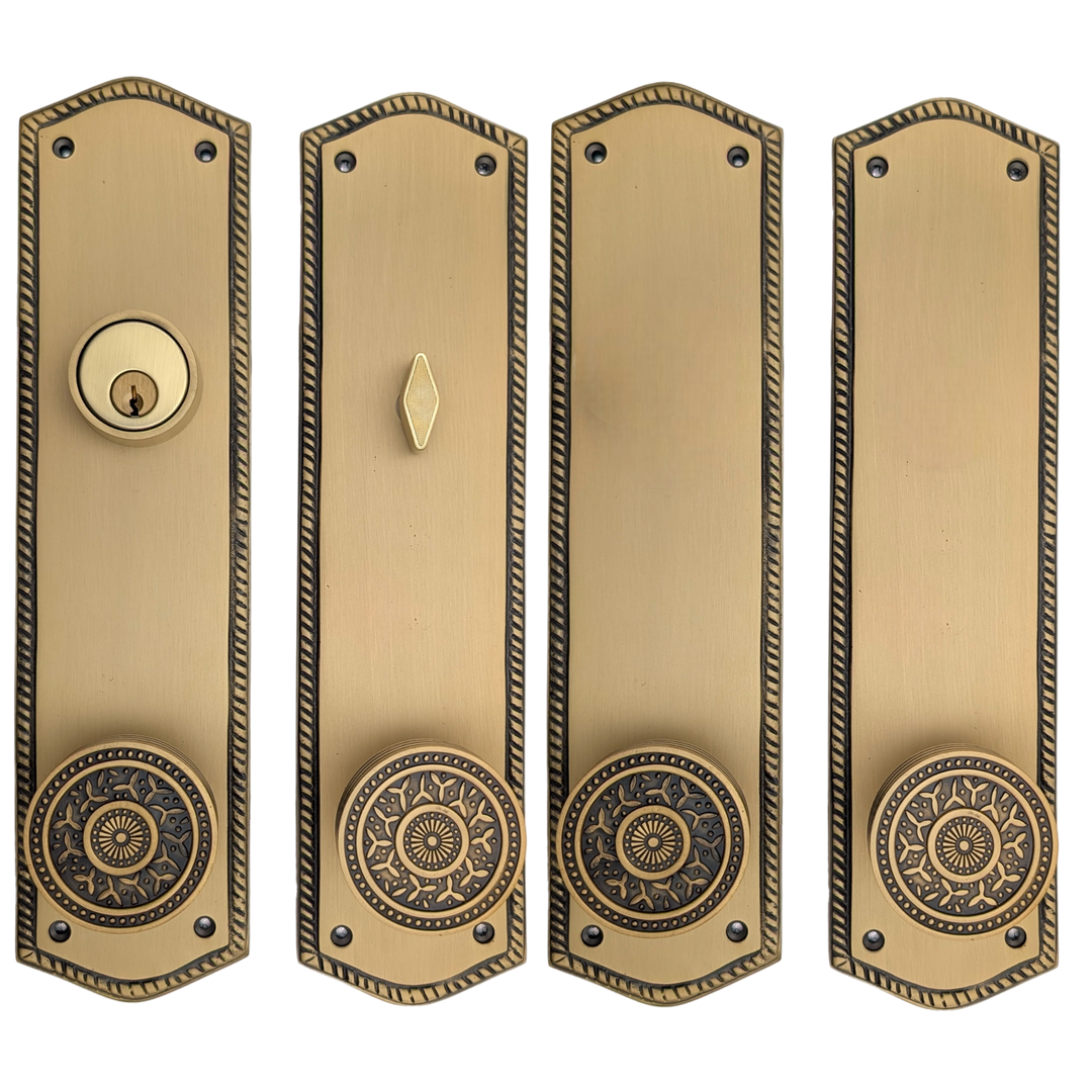 Georgian Roped Oval Double Door Deadbolt Entryway Set (Several Finishes Available)