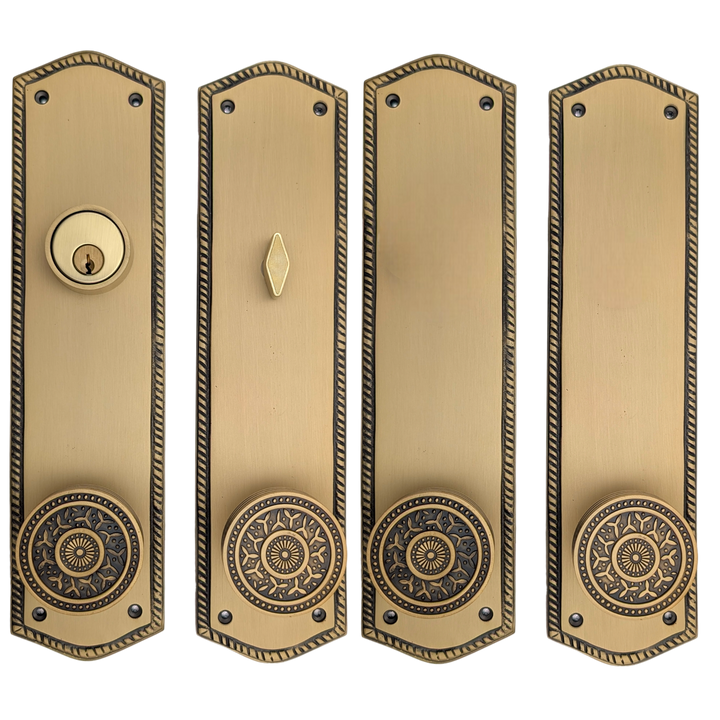 Georgian Roped Oval Double Door Deadbolt Entryway Set (Several Finishes Available)