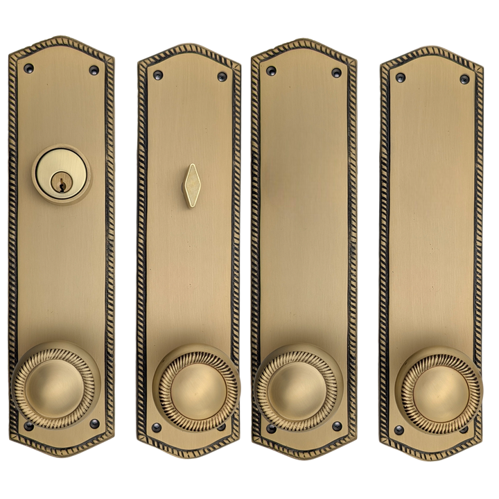 Georgian Roped Oval Double Door Deadbolt Entryway Set (Several Finishes Available)